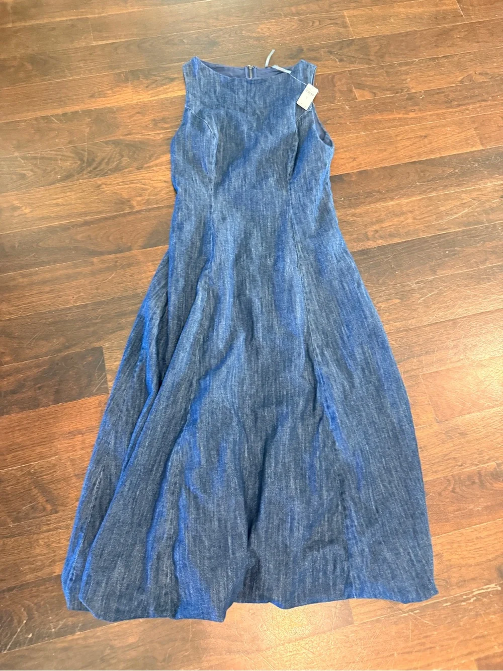 Anthropologie Boat Neck Denim Bubble Midi Dress NWT - Picture 4 of 5